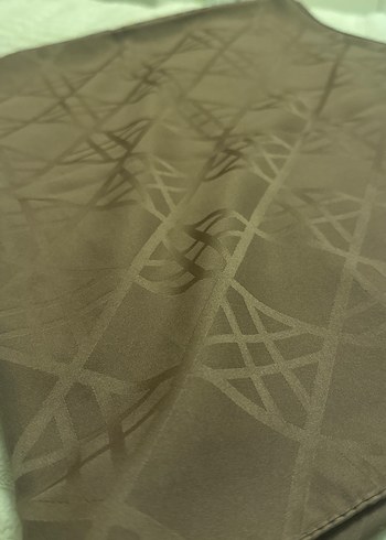 Kadın Kahverengi Minimalist Saten Şal - Görsel 3