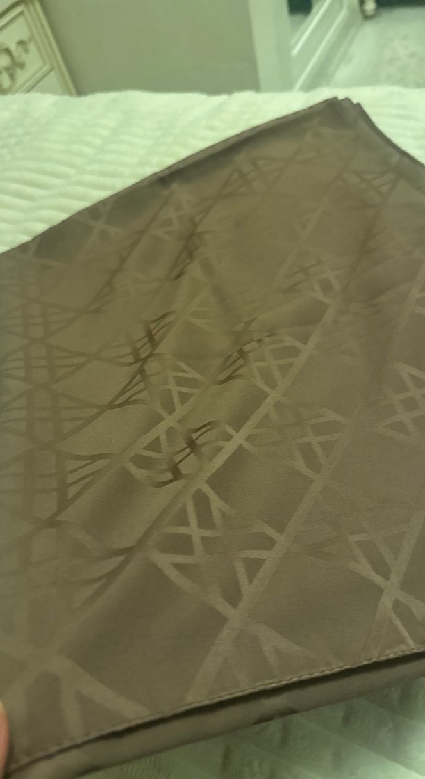 Kadın Kahverengi Minimalist Saten Şal - Görsel 2