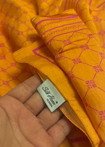 Turuncu Parlak İpek  Bohem Kadın şal - Görsel 3