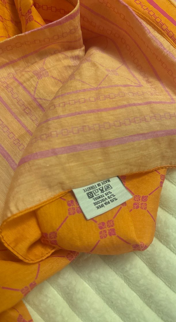 Turuncu Parlak İpek  Bohem Kadın şal - Görsel 4