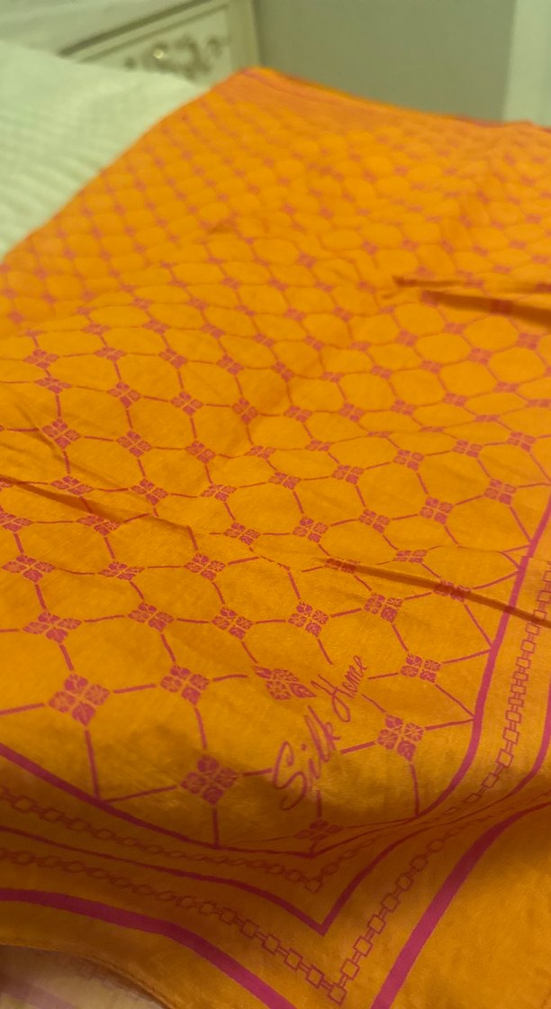 Turuncu Parlak İpek  Bohem Kadın şal - Görsel 2