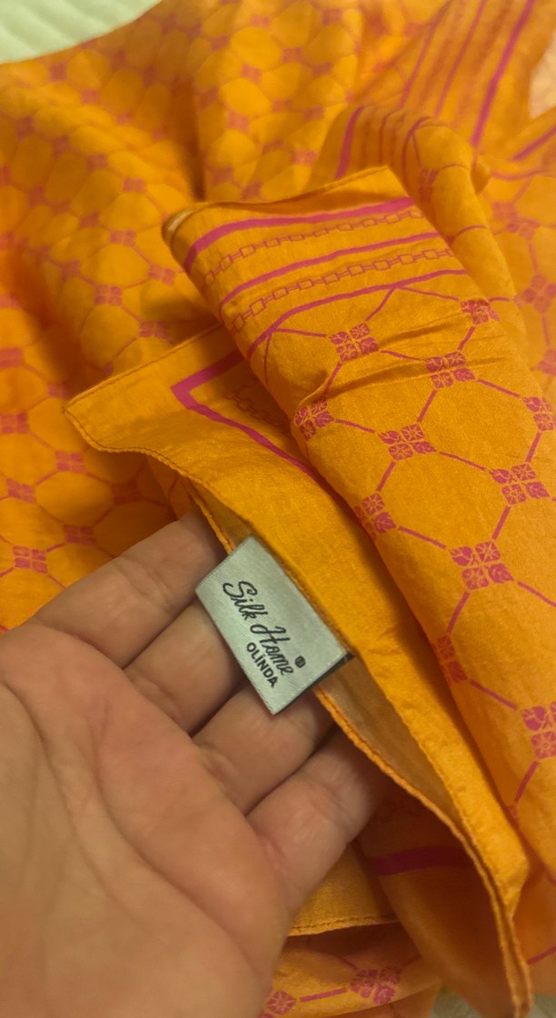 Turuncu Parlak İpek  Bohem Kadın şal - Görsel 3