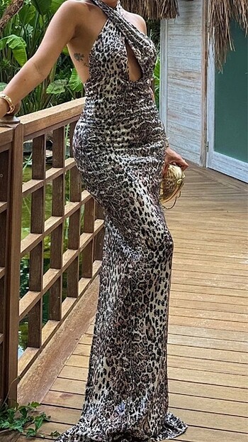 Abiye Leopar Elbise