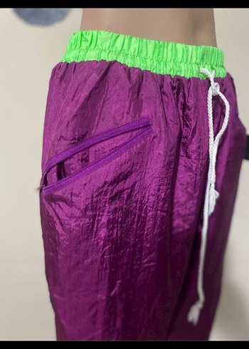Renkli Mor Rahat Kadın Kumaş Pantolon - Görsel 5