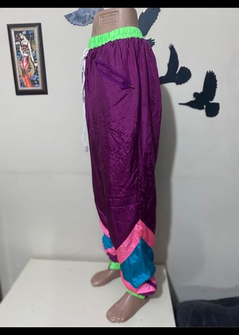 Renkli Mor Rahat Kadın Kumaş Pantolon - Görsel 3