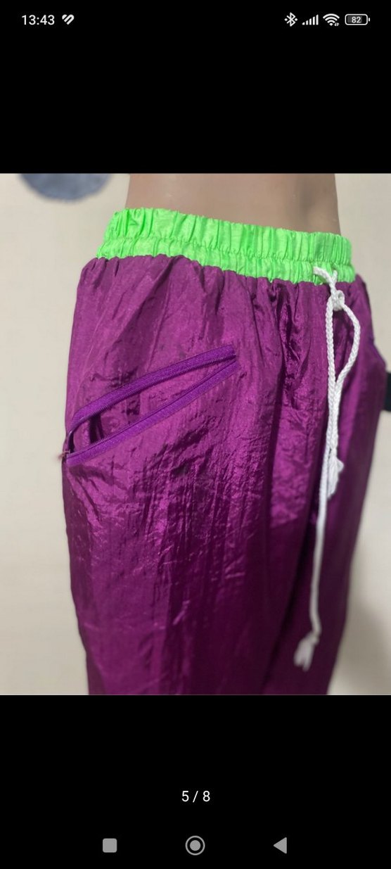 Renkli Mor Rahat Kadın Kumaş Pantolon - Görsel 5