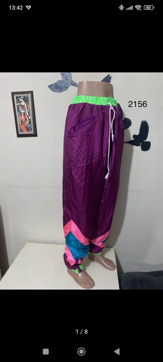 Renkli Mor Rahat Kadın Kumaş Pantolon - Görsel 2