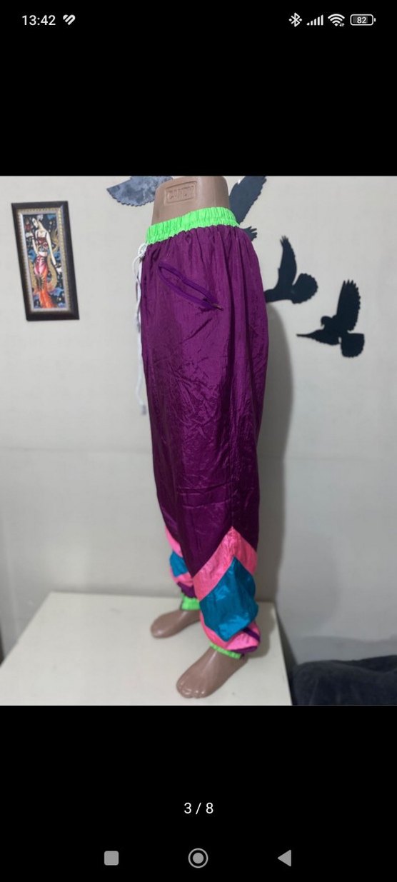 Renkli Mor Rahat Kadın Kumaş Pantolon - Görsel 3
