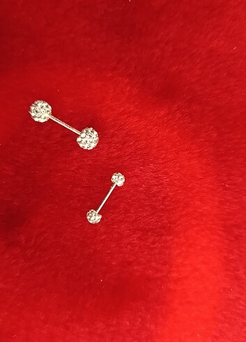 Çelik iki adet taşlı piercing