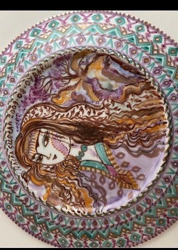 Renkli Çiçek Desenli Dekoratif Tabak - Görsel 2