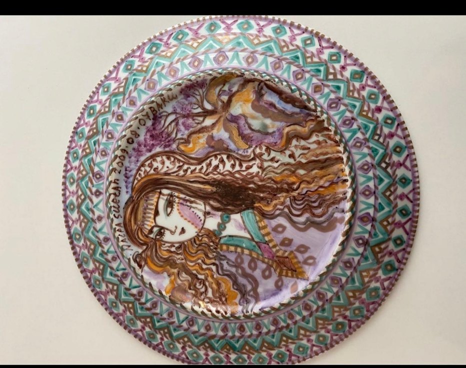 Renkli Çiçek Desenli Dekoratif Tabak - Görsel 2