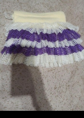 Kız Çocuk Renkli Nakışlı Örgü Etek - Görsel 2