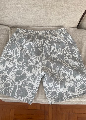 xl Beden Gri Desenli Bağcıklı Erkek Şort