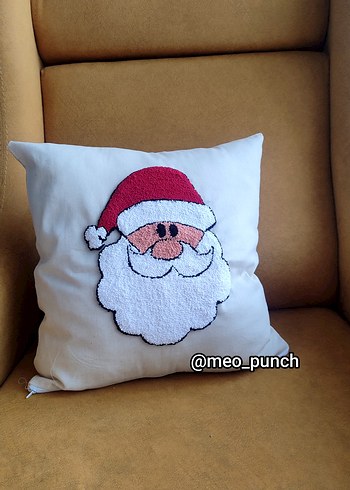 punch Noel Baba Desenli Beyaz Kırlent - Görsel 2