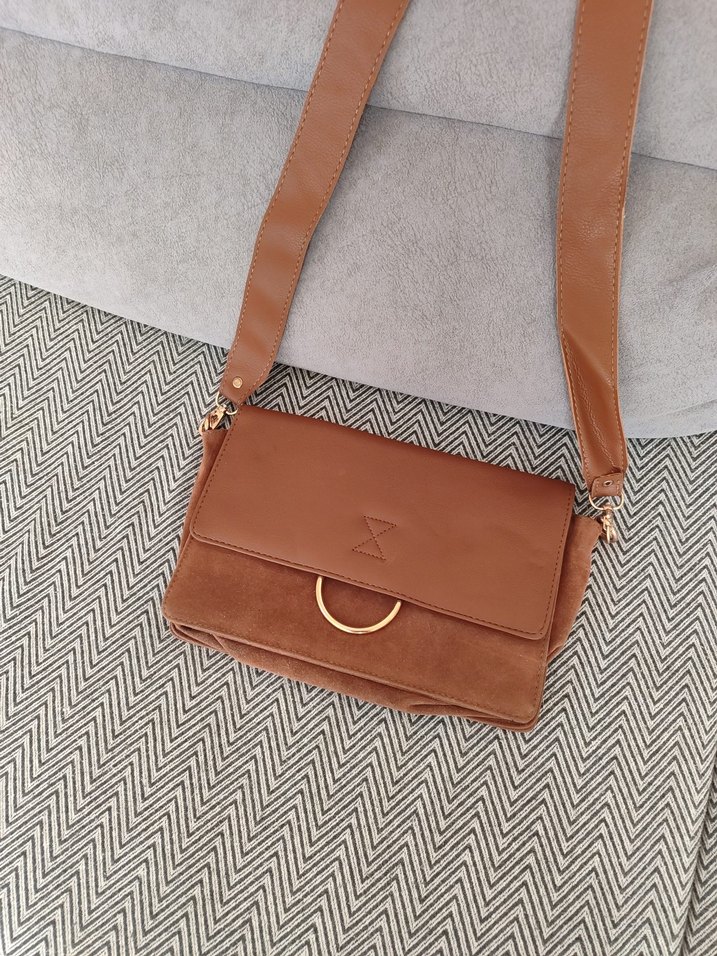 Kahverengi Deri Kemer Detaylı Kadın Çanta - Görsel 2