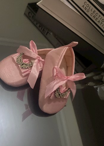Pembe İlk Adım Ayakkabısı Fiyonklu Nakışlı