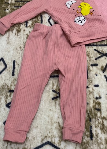 Pembe Uzun Kollu Örgü Bebek Kız Takımı - Görsel 2