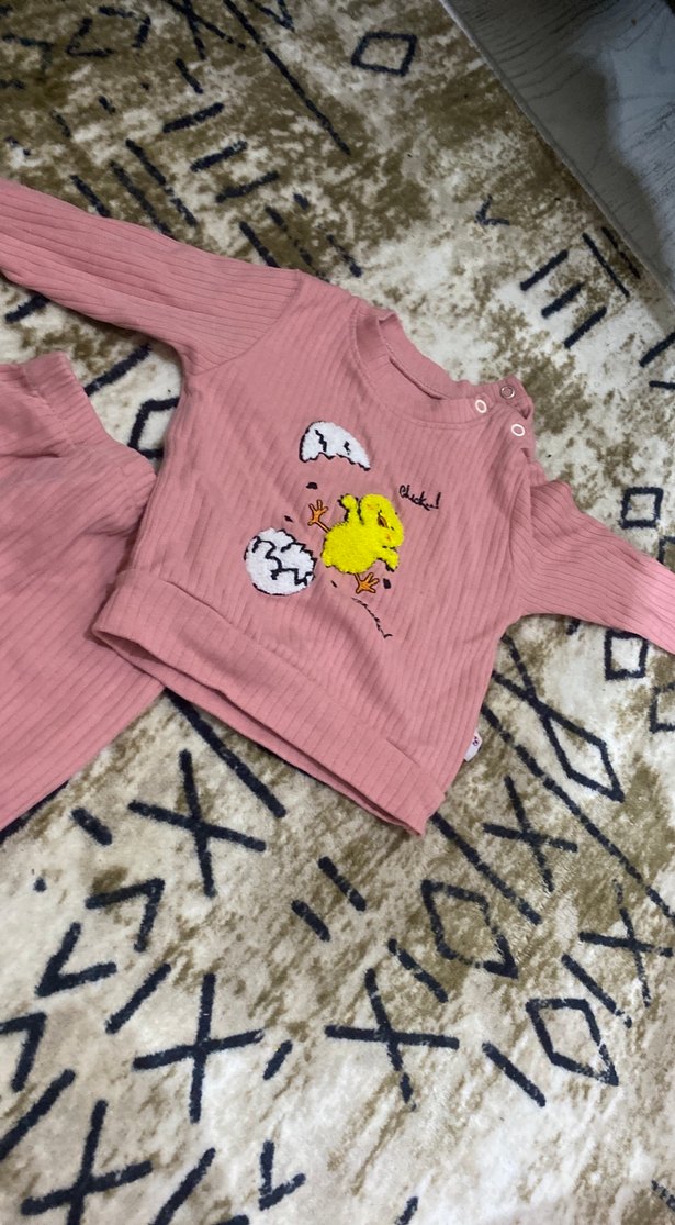 Pembe Uzun Kollu Örgü Bebek Kız Takımı - Görsel 3