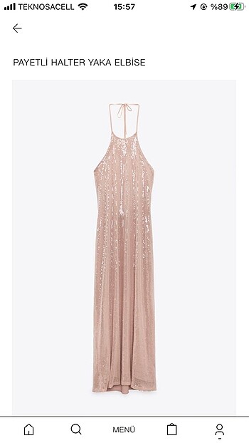 Zara payetli halter yaka elbise