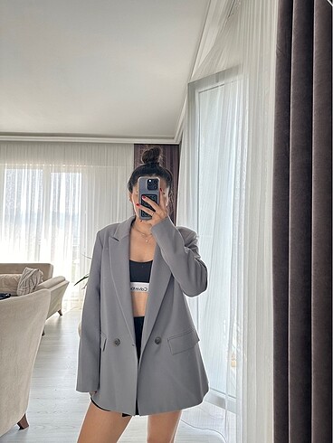 36 Beden gri Renk Blazer ceket