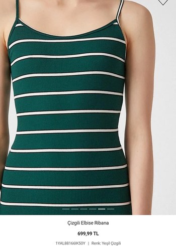 Koton Yeşil Çizgili Midi Elbise - Görsel 2