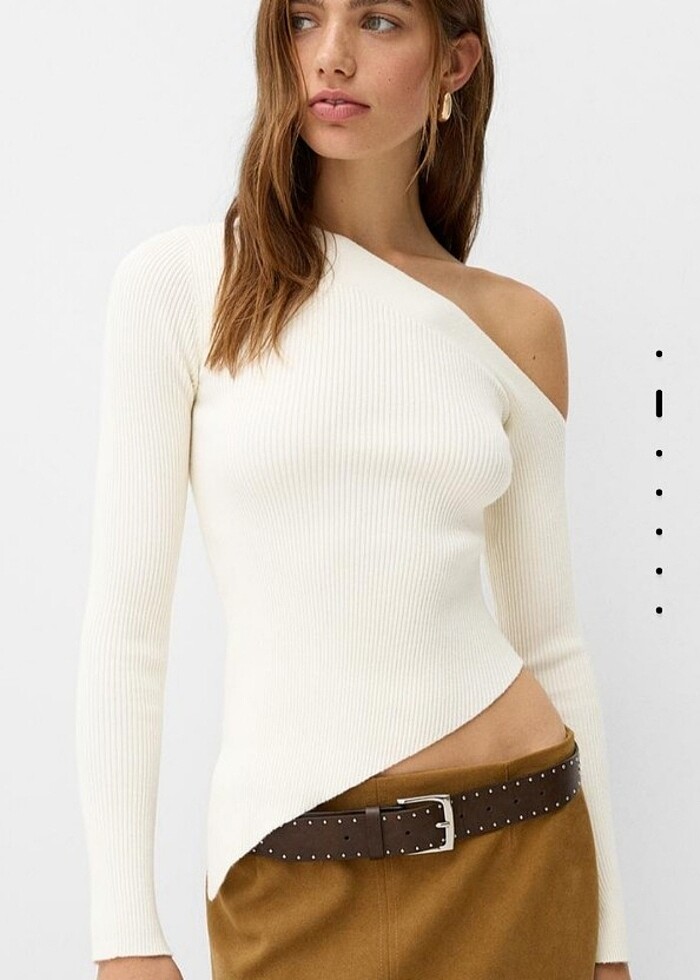 Bershka asimetrik fitilli üst - Görsel 3