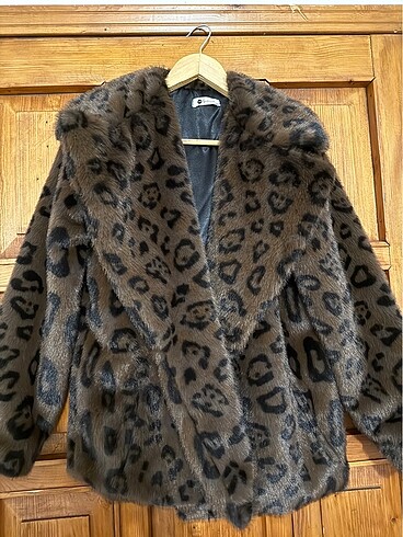 On Fashion kahverengi leopar suni kürk