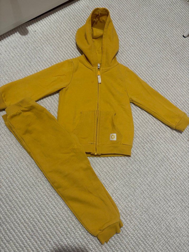 Sarı Kapüşonlu Bebek Eşofman Takımı - Görsel 2