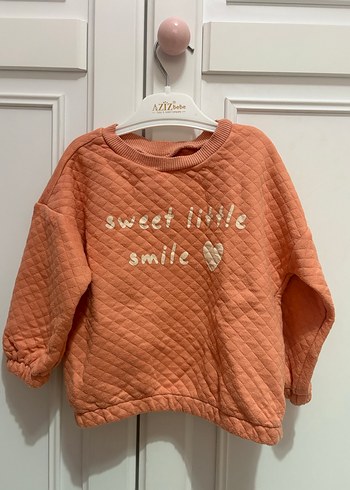 Nakışlı Turuncu Kız Çocuk Sweatshirt - Görsel 2