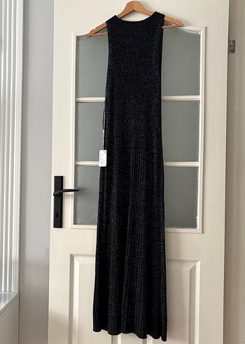 Siyah Triko Uzun Pilili Kadın Elbise - Görsel 2