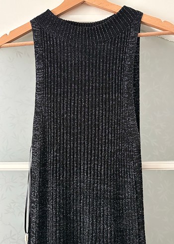 Siyah Triko Uzun Pilili Kadın Elbise - Görsel 3