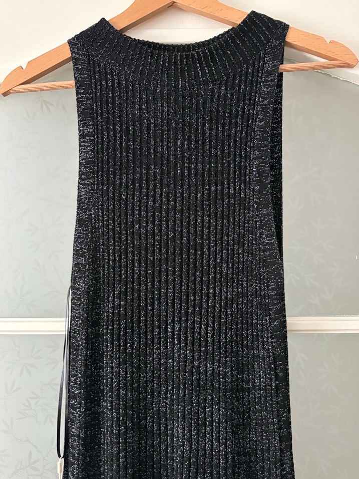 Siyah Triko Uzun Pilili Kadın Elbise - Görsel 3