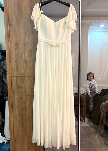 Beyaz Straplez A Kesim Uzun Gelinlik - Görsel 4