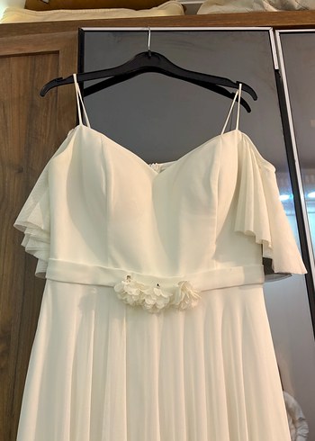 Beyaz Straplez A Kesim Uzun Gelinlik - Görsel 2