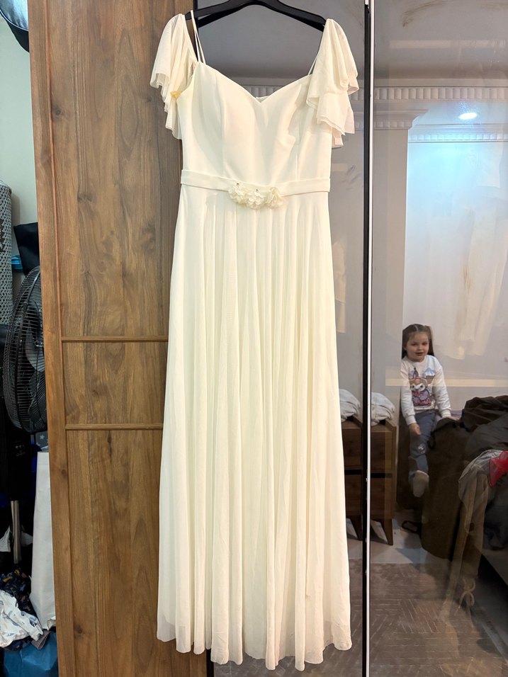 Beyaz Straplez A Kesim Uzun Gelinlik - Görsel 4