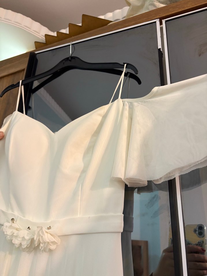 Beyaz Straplez A Kesim Uzun Gelinlik - Görsel 3