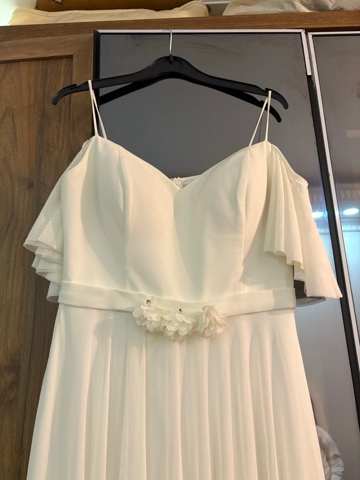 Beyaz Straplez A Kesim Uzun Gelinlik - Görsel 2