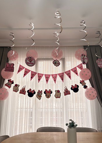 Pembe Minnie Mouse Doğum Günü Süsleri - Görsel 6