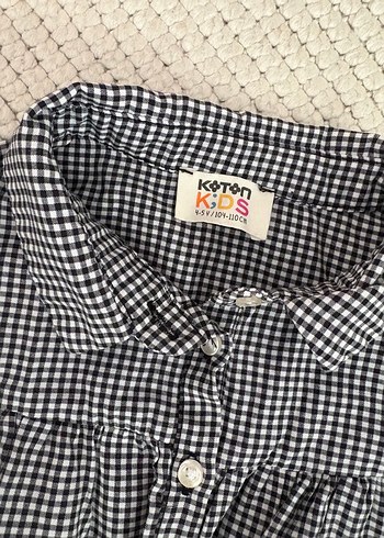 Koton Kids Gri Kareli Fırfırlı Kısa Kollu Bebek Takımı