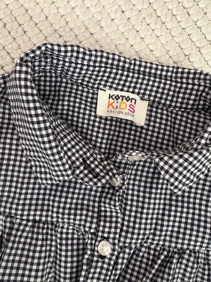 Gri Kareli Fırfırlı Kısa Kollu Bebek Takımı - Görsel 2