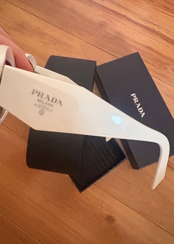 Orijinal Prada Parlak Beyaz Kadın Güneş Gözlüğü - Görsel 6