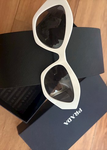 Orijinal Prada Parlak Beyaz Kadın Güneş Gözlüğü - Görsel 4