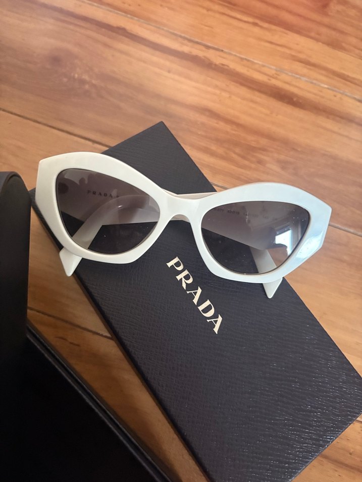 Orijinal Prada Parlak Beyaz Kadın Güneş Gözlüğü - Görsel 3
