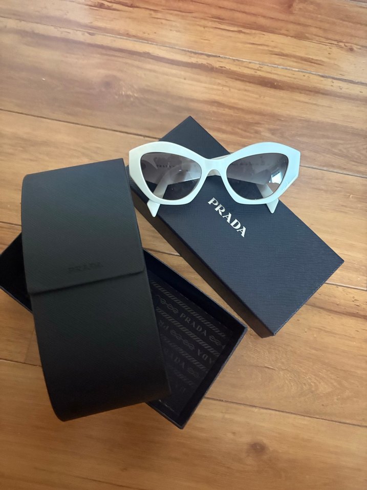 Orijinal Prada Parlak Beyaz Kadın Güneş Gözlüğü - Görsel 2