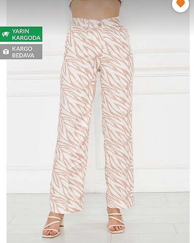 Zebra desenli keten pantolon
