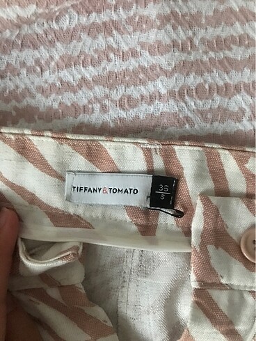 Tiffany Tomato Zebra desenli keten pantolon