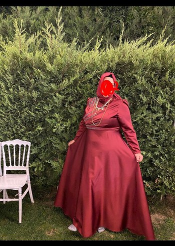 Bordo Uzun Drapeli Gotik Kadın Abiye Elbise