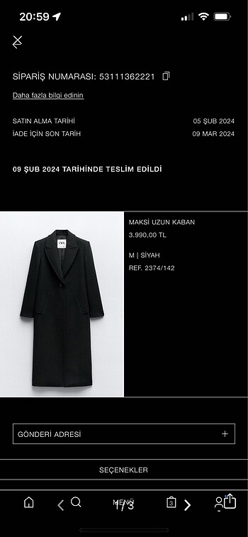 38 Beden Zara kaban yün