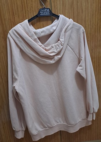 Toz pembe Kapüşonlu Rahat Kesim Sweatshirt - Görsel 3