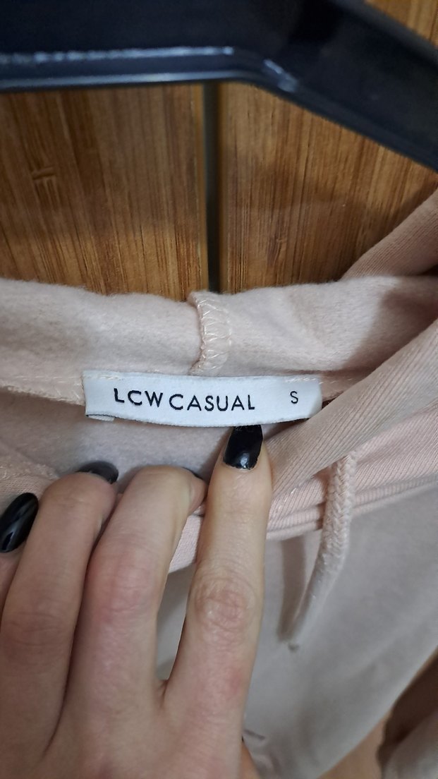 Toz pembe Kapüşonlu Rahat Kesim Sweatshirt - Görsel 2